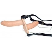 Телесный женский страпон с вагинальной пробкой Strap-On Duo - 15 см. - Orion - купить с доставкой в Кемерово