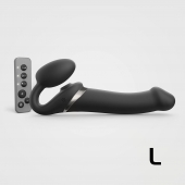 Черный безремневой страпон Multi Orgasm Size L с клиторальной стимуляцией - Strap-on-me - купить с доставкой в Кемерово
