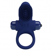 Синее эрекционное виброкольцо в клиторальной щеточкой - Baile - в Кемерово купить с доставкой