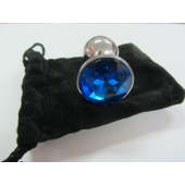 Анальное украшение BUTT PLUG  Small с синим кристаллом - 7 см. - Anal Jewelry Plug - купить с доставкой в Кемерово