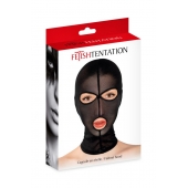 Черная сетчатая маска на голову с отверстиями для глаз и рта - Fetish Tentation - купить с доставкой в Кемерово