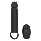 Черная насадка-удлинитель с вибрацией Vibrating Extender With Remote - Dream Toys - в Кемерово купить с доставкой