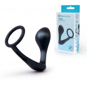 Черное эрекционное кольцо со стимулятором простаты Ringer Cock Ring   Plug - b-Vibe - в Кемерово купить с доставкой