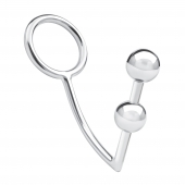 Кольцо на пенис с анальным стимулятором Two Bead Stainless Steel Anal Hook   Cock Ring - BlueLine - в Кемерово купить с доставкой