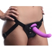 Лиловый поясной страпон Navigator Silicone G-Spot Dildo with Harness - 17,8 см. - XR Brands - купить с доставкой в Кемерово