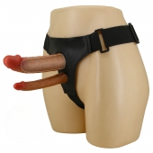 Темно-бежевый фаллопротез для двойного проникновения - 17,5 см. - Baile - купить с доставкой в Кемерово