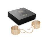 Дизайнерские золотистые наручники Desir Metallique Handcuffs Bijoux - Bijoux Indiscrets - купить с доставкой в Кемерово