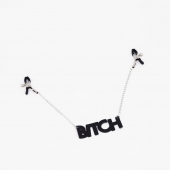 Зажимы на соски с кожаной подвеской Bitch - Crazy Handmade - купить с доставкой в Кемерово