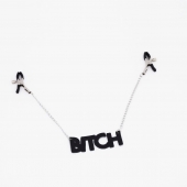 Зажимы на соски с кожаной подвеской Bitch - Crazy Handmade - купить с доставкой в Кемерово