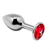 Серебристая анальная втулка Mini Metal Butt Plug Size M с красным кристаллом - Adrien Lastic в Кемерово Серебристая анальная втулка Mini Metal Butt Plug Size M с красным кристаллом - Adrien Lastic