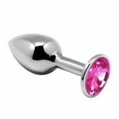 Серебристая анальная втулка Mini Metal Butt Plug Size M с розовым кристаллом - Adrien Lastic в Кемерово Серебристая анальная втулка Mini Metal Butt Plug Size M с розовым кристаллом - Adrien Lastic