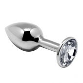 Серебристая анальная втулка с прозрачным кристаллом Mini Metal Butt Plug Size L - 9 см. - Adrien Lastic в Кемерово Серебристая анальная втулка с прозрачным кристаллом Mini Metal Butt Plug Size L - 9 см. - Adrien Lastic