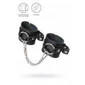 Черные наручники из толстой натуральной кожи с люверсами - Pecado - купить с доставкой в Кемерово