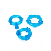 Набор из 3 синих эрекционных колец с различным рельефом - Erowoman-Eroman - в Кемерово купить с доставкой
