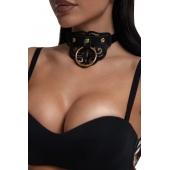 Черный чокер с клепками и золотистой фурнитурой - Crazy Handmade - купить с доставкой в Кемерово