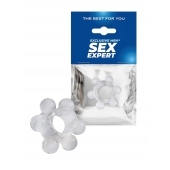 Прозрачное эрекционное кольцо с 6 стимулирующими шариками - Sex Expert - в Кемерово купить с доставкой