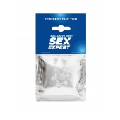 Прозрачное эластичное эрекционное кольцо с 6 шариками - Sex Expert - в Кемерово купить с доставкой