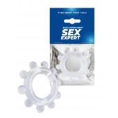 Прозрачное эрекционное кольцо со стимулирующими шариками - Sex Expert - в Кемерово купить с доставкой