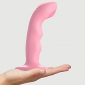 Розовая насадка-стимулятор Strap-On-Me Tapping Dildo Wave - Strap-on-me - купить с доставкой в Кемерово