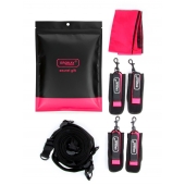 Черно-розовый эротический набор: фиксатор, оковы, наручники, повязка - Erokay - купить с доставкой в Кемерово