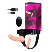 Женский страпон с 2 насадками, вибрацией и пультом ДУ - Erowoman-Eroman - купить с доставкой в Кемерово