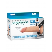 Телесный пустотелый фаллопротез 5’’ Hollow Silicone Strap-On - 14 см. - Pipedream - купить с доставкой в Кемерово