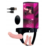 Женский страпон с 3 насадками и вибрацией - Erowoman-Eroman - купить с доставкой в Кемерово