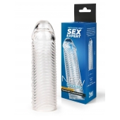 Прозрачная закрытая насадка на пенис с ребрышками - 16 см. - Sex Expert - в Кемерово купить с доставкой