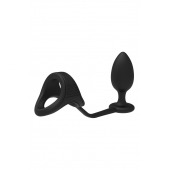 Черное эрекционное кольцо с анальной пробкой Cockstrap With Anal Plug - Dream Toys - в Кемерово купить с доставкой