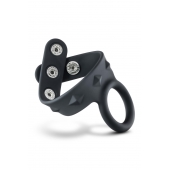 Черное эрекционное кольцо с подхватом мошонки на кнопках VS6 - Blush Novelties - в Кемерово купить с доставкой