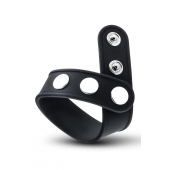 Черное эрекционное кольцо на кнопках - Blush Novelties - в Кемерово купить с доставкой