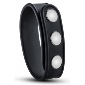 Черное эрекционное кольцо на кнопках - Blush Novelties - в Кемерово купить с доставкой