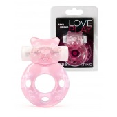 Розовое эрекционное виброкольцо в форме мишки - 1137 - в Кемерово купить с доставкой