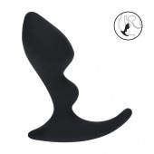 Черная анальная пробка для массажа простаты Double Ripple Silicone Prostate Massager - Shots Media BV - в Кемерово купить с доставкой