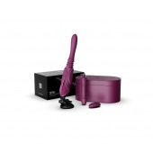 Фиолетовая секс-машина с функцией нагрева, насадками и присоской Sesh - Zalo - купить с доставкой в Кемерово