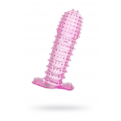 Гелевая розовая насадка с шипами - 12 см. - Toyfa Basic - в Кемерово купить с доставкой