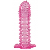 Гелевая розовая насадка с шипами - 12 см. - Toyfa Basic - в Кемерово купить с доставкой
