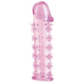 Гелевая розовая насадка на фаллос с шипами - 12 см. - Toyfa Basic - в Кемерово купить с доставкой