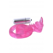 Розовая вибронасадка со стимулятор клитора   Язычок - Toyfa Basic - в Кемерово купить с доставкой