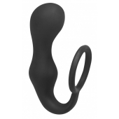 Чёрное эрекционное кольцо с анальной пробкой Double Pleasure Anal Plug - Lola Games - в Кемерово купить с доставкой