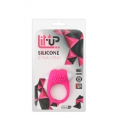 Розовое эрекционное кольцо с щеточкой LIT-UP SILICONE STIMU RING 5 - Dream Toys - в Кемерово купить с доставкой