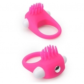 Розовое эрекционное кольцо с щеточкой LIT-UP SILICONE STIMU RING 5 - Dream Toys - в Кемерово купить с доставкой