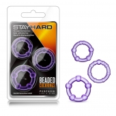 Набор из 3 фиолетовых эрекционных колец Stay Hard Beaded Cockrings - Blush Novelties - в Кемерово купить с доставкой