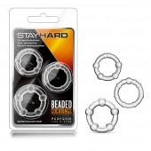 Набор из 3 прозрачных эрекционных колец Stay Hard Beaded Cockrings - Blush Novelties - в Кемерово купить с доставкой