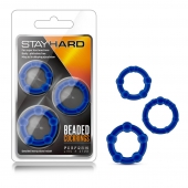 Набор из 3 синих эрекционных колец Stay Hard Beaded Cockrings - Blush Novelties - в Кемерово купить с доставкой