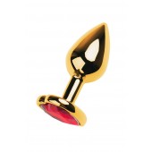 Золотистая анальная пробка с кристаллом-сердцем - 7,5 см. - ToyFa - купить с доставкой в Кемерово