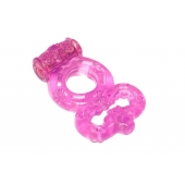 Розовое эрекционное кольцо Rings Treadle с подхватом - Lola Games - в Кемерово купить с доставкой