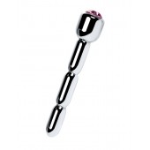 Серебристый уретральный плаг со стразом - 7 см. - ToyFa - купить с доставкой в Кемерово