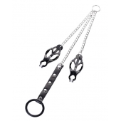 Черно-серебристые зажимы для сосков с кольцом для пениса TOYFA Metal - ToyFa - купить с доставкой в Кемерово