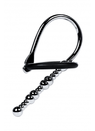 Серебристый уретральный плаг-бусины TOYFA Metal с мягким фиксириющим кольцом - ToyFa - купить с доставкой в Кемерово